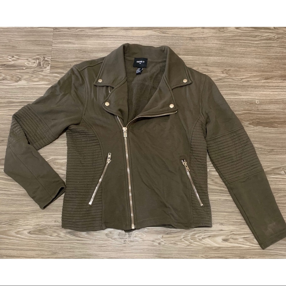 Forever 21 Men’s Green Bike Moto Jacket